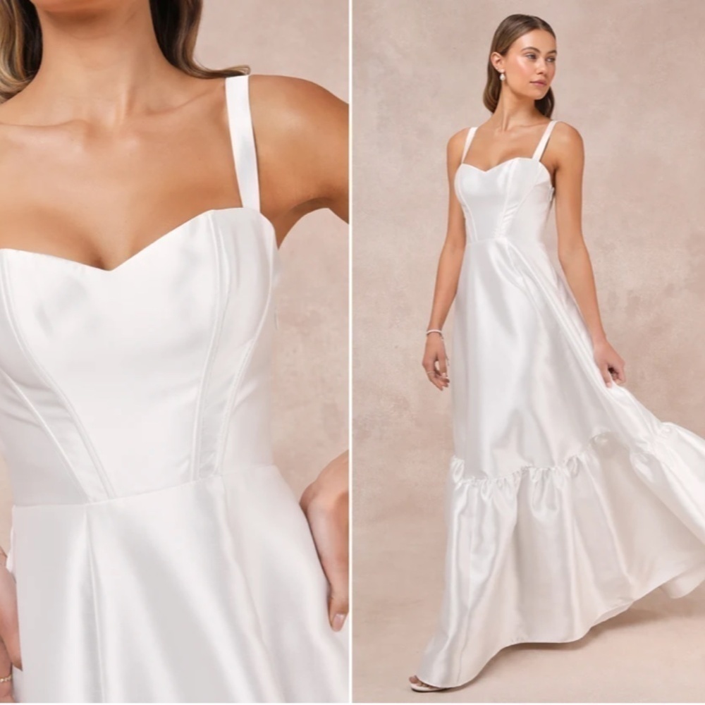 LULU's Bridal Wedding Shower Rehearsal Dinner Reception Bustier Maxi Dress